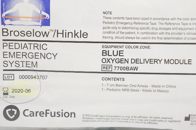 CareFusion 7700BAW Pediatric Emergency System Blue Oxygen Delivery Module (x)